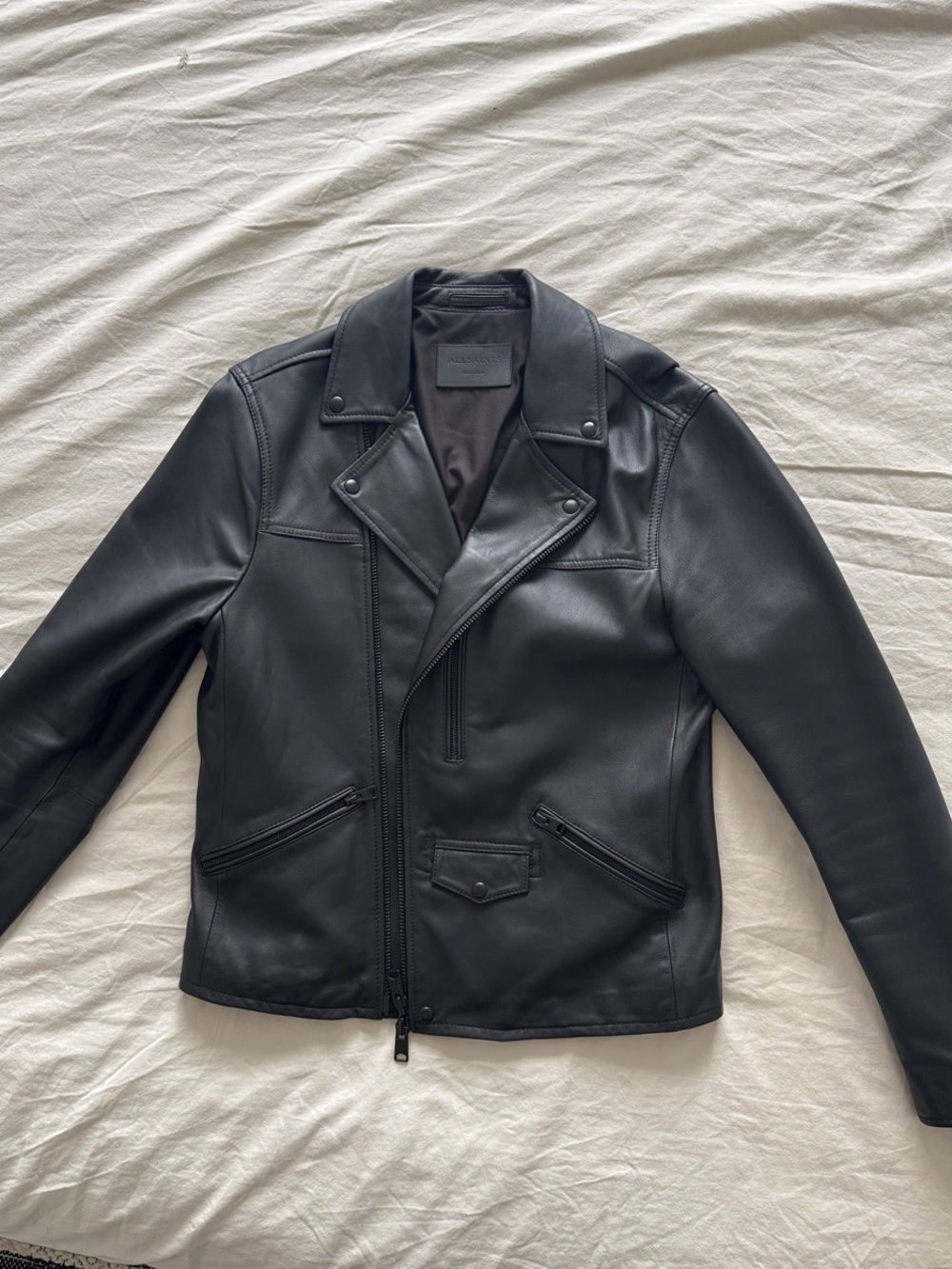 All Saints Black Leather Biker Jacket